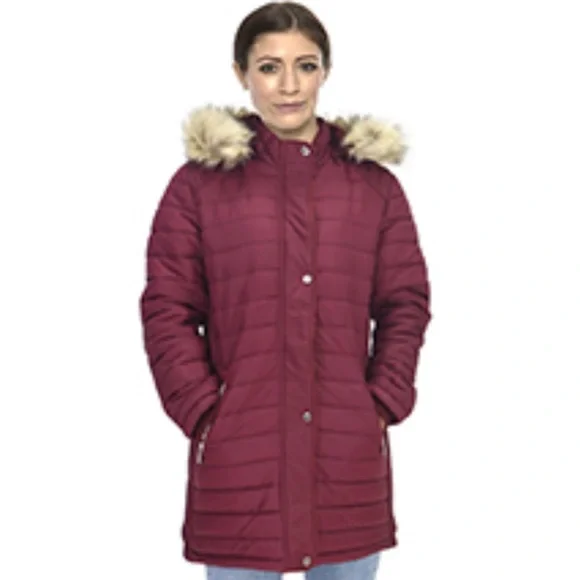 Women's Quilted Hooded Jacket with Faux Fur Trim NWOT - Picture 1 of 5